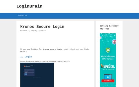 Kronos Secure Login - LoginBrain