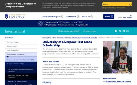 University of Liverpool First Class Scholarship - University of ...