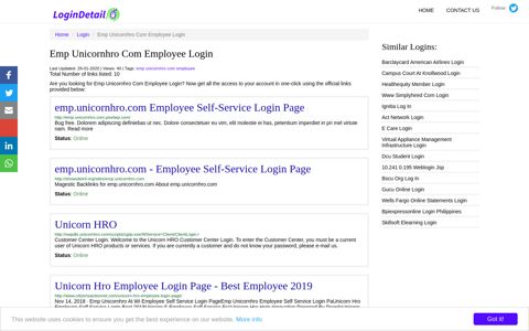 emp.unicornhro.com - Employee Self-Service Login Pa