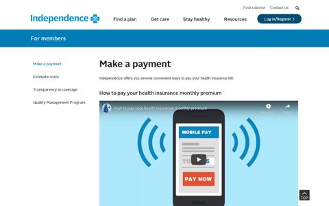 Make a payment | Independence Blue Cross (IBX)