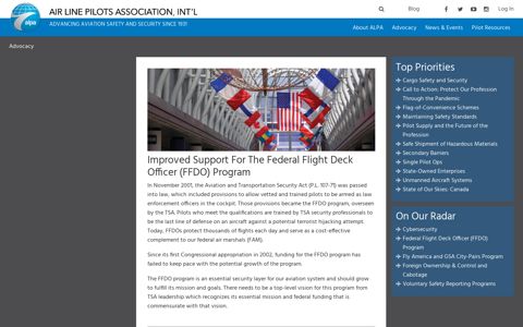 Improved Support For The Federal Flight Deck Officer (FFDO ...