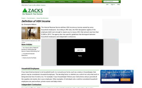 Definition of HSH Income | Finance - Zacks