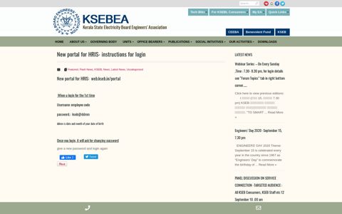 New portal for HRIS- instructions for login | KSEBEA