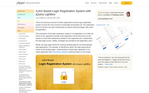AJAX Based Login Registration System with jQuery Lightbox ...