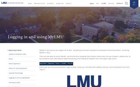 Logging in and using MyLMU | Lincoln Memorial University