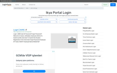 Ikya Portal - Login | AIMS - LoginFacts