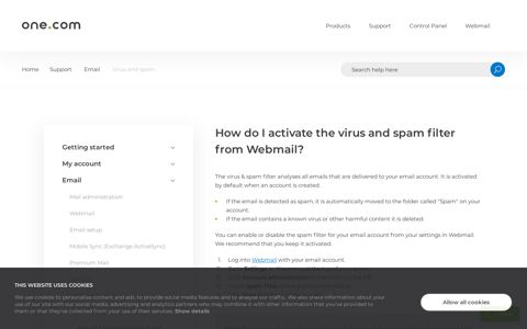 How do I activate the virus and spam filter from Webmail ...