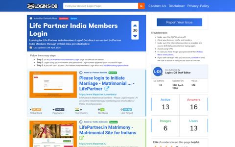 Life Partner India Members Login - Logins-DB