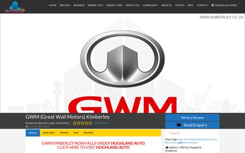 GWM (Great Wall Motors) Kimberley • Kimberley • CITY PORTAL
