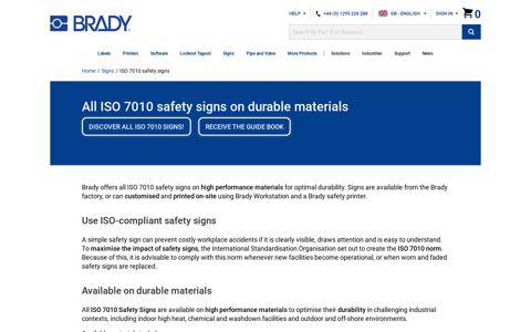 All ISO 7010 safety signs on durable materials - Brady UK