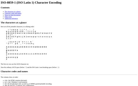 ISO-8859-1 (ISO Latin 1) Character Encoding - IC/Unicamp