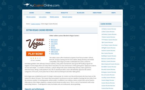 Extra Vegas Casino Review - Online Casinos in Australia