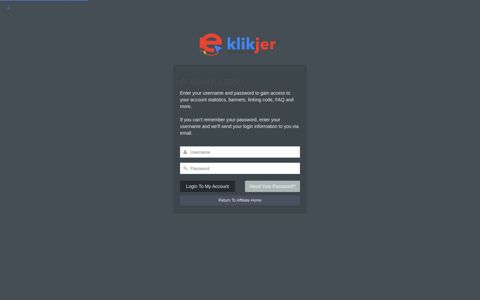 Account Login - Klikjer.com - Affiliate Program
