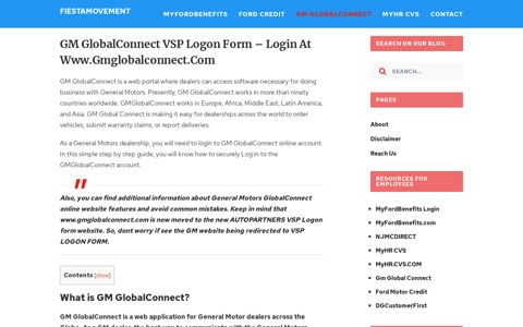 GM GlobalConnect VSP Logon Form - Login at www ...