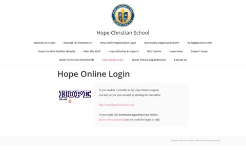 Hope Online Login – Hope Christian School