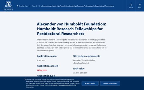 Humboldt Research Fellowships for Postdoctoral Researchers