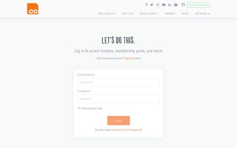 Log In - Freebies and perks | Free giveaways for startups | .CO