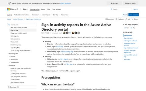 Sign-in activity reports in the Azure Active Directory portal ...