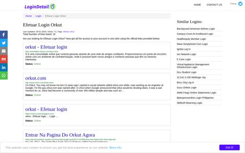 Efetuar Login Orkut orkut - Efetuar login - http://orkutfaker.tripod.com ...