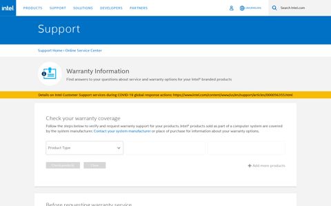 Warranty Information - Online Service Center - Intel