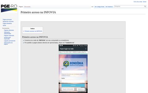 Primeiro acesso na INFOVIA - Wiki PGE - PGE/RO