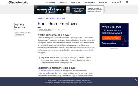 Household Employee Definition - Investopedia