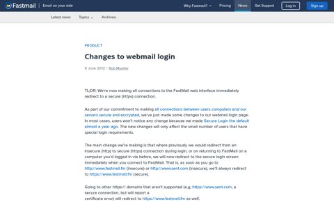 Changes to webmail login - Fastmail blog