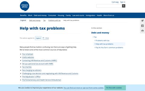 Help with tax problems - Citizens Advice
