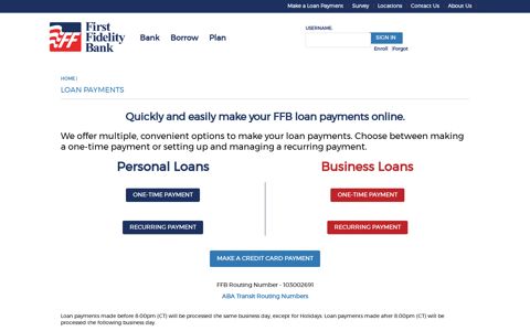 FFB Loan Payments - First Fidelity Bank