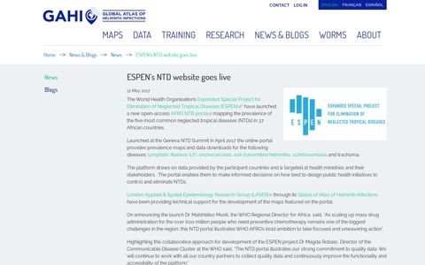 ESPEN's NTD website goes live | Global Atlas of Helminth ...