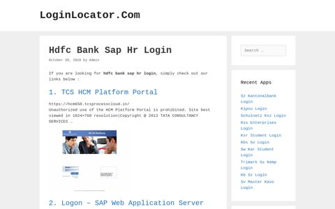 Hdfc Bank Sap Hr Login - LoginLocator.Com