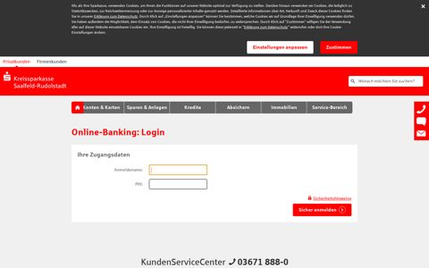 Online-Banking: Login - Kreissparkasse Saalfeld-Rudolstadt
