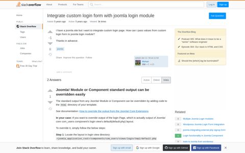 Integrate custom login form with joomla login module - Stack ...