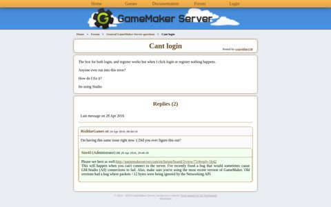 Cant login - GameMaker Server