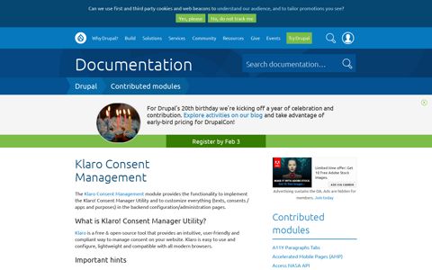 Klaro Consent Management | Contributed modules | Drupal ...