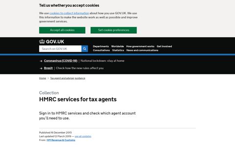 HMRC services for tax agents - GOV.UK