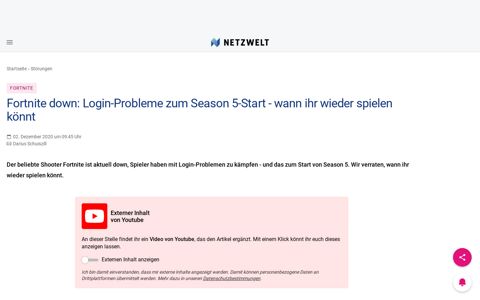 Fortnite down: Login-Probleme zum Season 5-Start - wann ihr ...