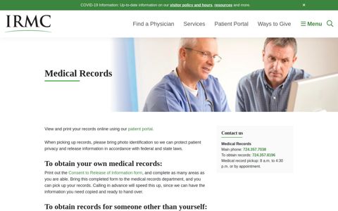 Medical Records | Indiana Regional Medical Center | Indiana ...