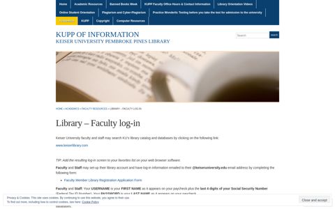 Library – Faculty log-in « KUPP Of Information