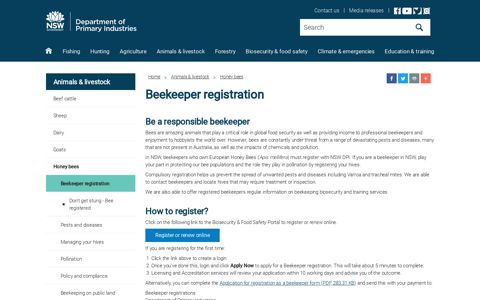Beekeeper registration - NSW Department of Primary Industries