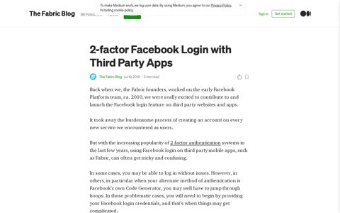 2-factor Facebook Login with Third Party Apps | by The Fabric ...