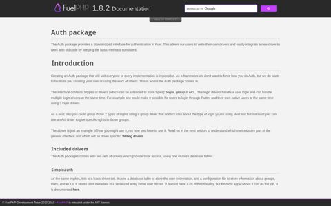 Introduction - Auth Package - FuelPHP Documentation