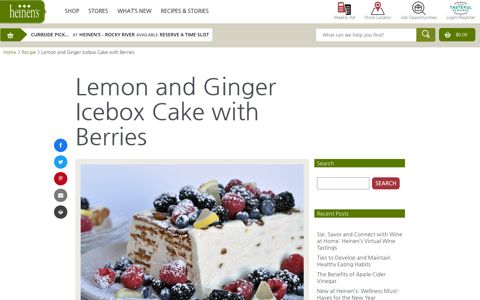 Lemon and Ginger Icebox Cake with Berries | Heinen's ...