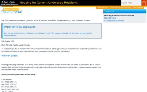 Parent Portal | Current Residents | Undergrad ... - UCSD HDH