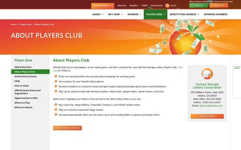 About Players Club - Georgia Lottery
