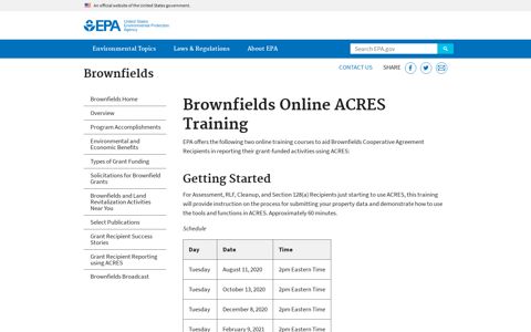 Brownfields Online ACRES Training | Brownfields | US EPA