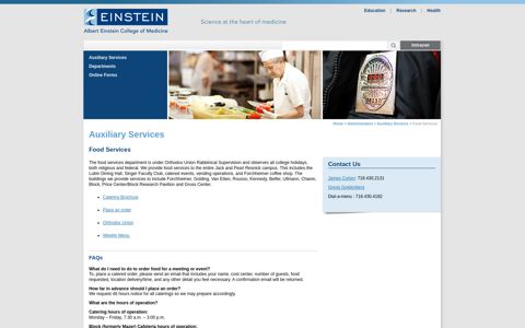 Food Services | Auxiliary Services | Albert Einstein College of ...