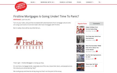 Firstline Mortgages Is Going Under! Time To Panic? - Toronto ...