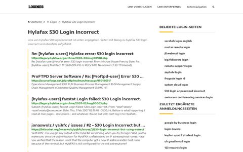 Hylafax 530 Login Incorrect | Allgemeine Informationen zur ...