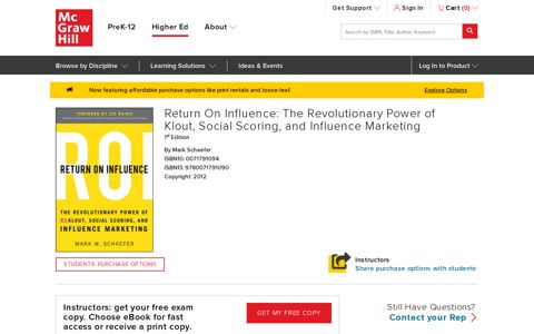 Return On Influence: The Revolutionary Power of Klout, Social ...